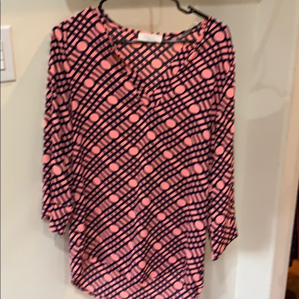 Pink and navy blouse
